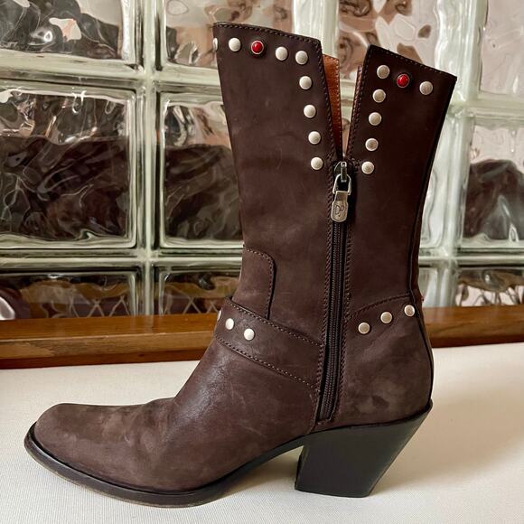 Donald J Pliner Western Couture Collection Noel Brown Boots 6.5 - Picture 2 of 10